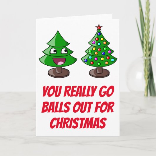 Funny Christmas Tree - Balls out Feiertagskarte (Vorderseite)