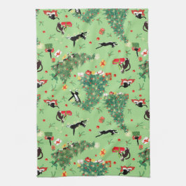 Funny Christmas Tree Cat Geschirrtuch