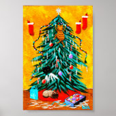 Funny Christmas Tree Cats Creationarts Poster (Vorne)
