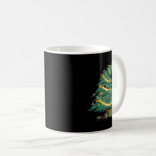 Funny Christmas Tree Cute Black Cat Matching Famil Kaffeetasse (VorderseiteRechts)