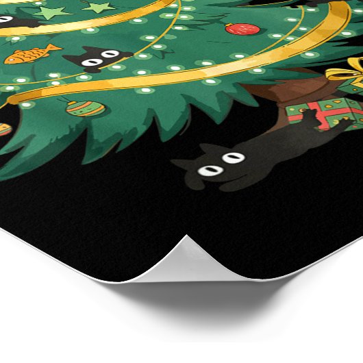 Funny Christmas Tree Cute Black Cat Matching Famil Poster (Ecke)