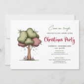 Funny Christmas tree cute watercolor party invite Einladung (Vorderseite)