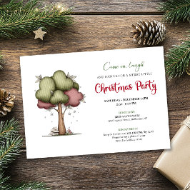 Funny Christmas tree cute watercolor party invite Einladung