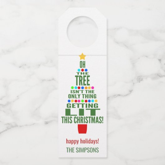 Funny Christmas Tree Erlangen Lit | Wein Flaschenanhänger (Vorderseite)