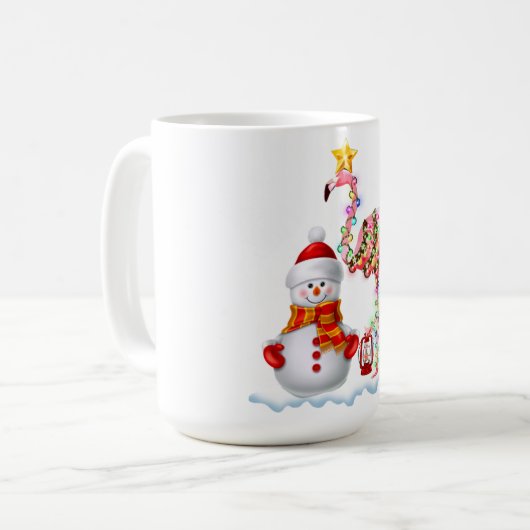 Funny Christmas Tree Flamingo Hat Santa Best Weihn Kaffeetasse (Vorderseite Links)