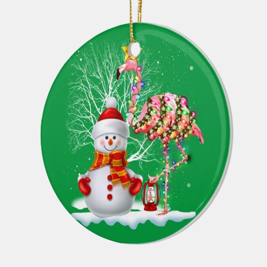 Funny Christmas Tree Flamingo Hat Santa Best Weihn Keramik Ornament (Links)