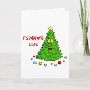 Funny Christmas Tree F'n Cats Xmas Joke Feiertagskarte