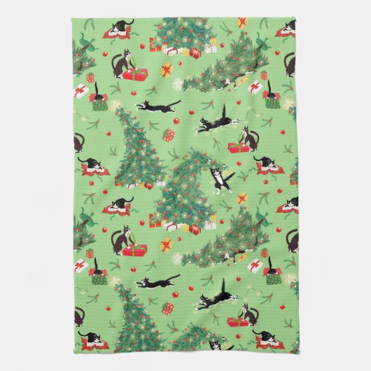 Funny Christmas Tree Katze Küchentuch (Vertikal)