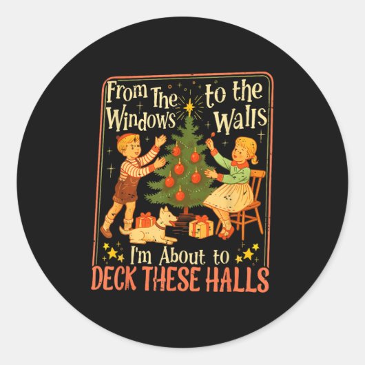 Funny Christmas Tree Kids Xmas From The Windows To Runder Aufkleber (Vorderseite)