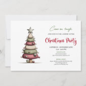 Funny Christmas tree modern watercolor invitation Einladung (Vorderseite)