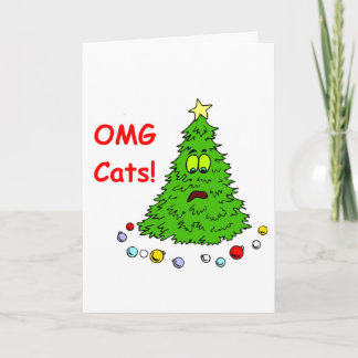 Funny Christmas Tree OMG Cats Kittens Feline Xmas Feiertagskarte