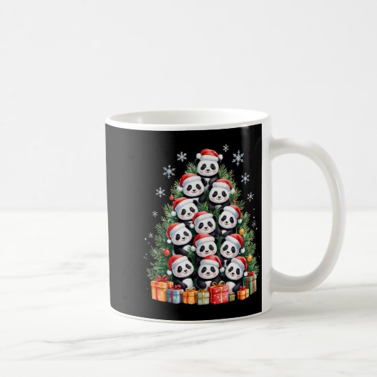 Funny Christmas Tree Panda Family Xmas Pajamas  Kaffeetasse (Rechts)