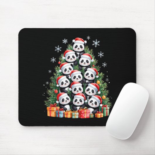 Funny Christmas Tree Panda Family Xmas Pajamas  Mousepad (Mit Mouse)