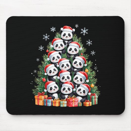 Funny Christmas Tree Panda Family Xmas Pajamas Mousepad (Vorne)