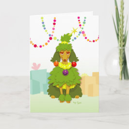 Funny Christmas Tree Poodle Feiertagskarte