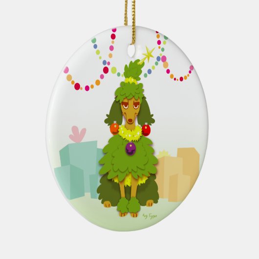 Funny Christmas Tree Poodle Keramik Ornament (Rechts)