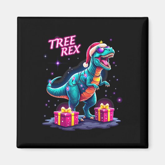 Funny Christmas Tree Rex Boys Männer Cool 70er 80e Magnet (Vorne)