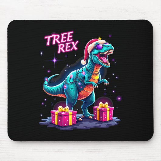 Funny Christmas Tree Rex Boys Männer Cool 70er 80e Mousepad (Vorne)