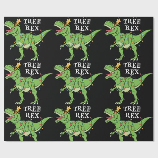 Funny Christmas Tree Rex Dinosaur Geschenkpapier (Flach)