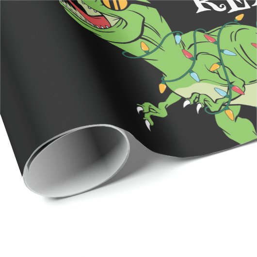 Funny Christmas Tree Rex Dinosaur Geschenkpapier (Rolleneckpunkt)