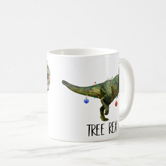 Funny Christmas Tree Rex Dinosaur White Elephant Kaffeetasse (VorderseiteRechts)