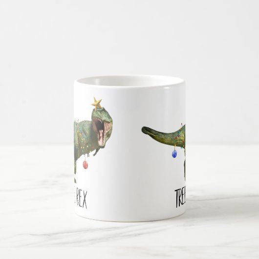 Funny Christmas Tree Rex Dinosaur White Elephant Kaffeetasse (Mittel)