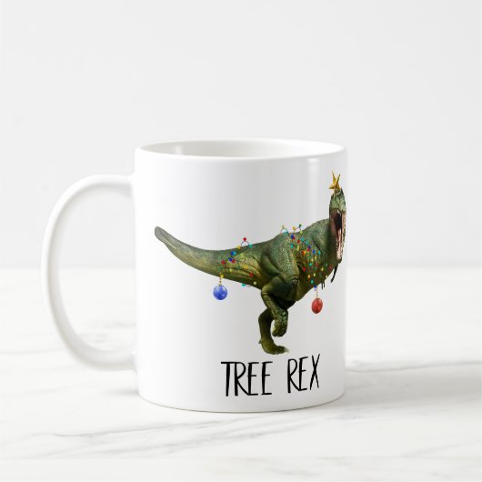 Funny Christmas Tree Rex Dinosaur White Elephant Kaffeetasse (Links)