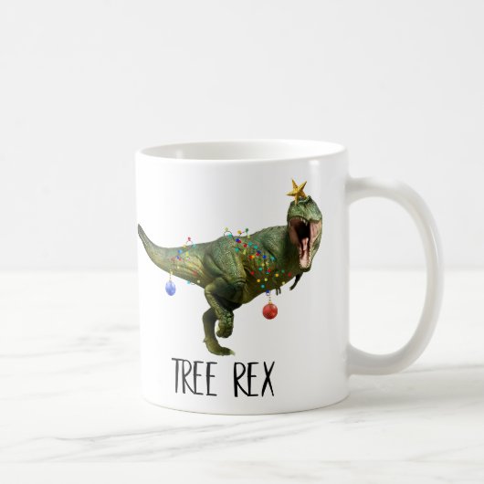 Funny Christmas Tree Rex Dinosaur White Elephant Kaffeetasse (Rechts)