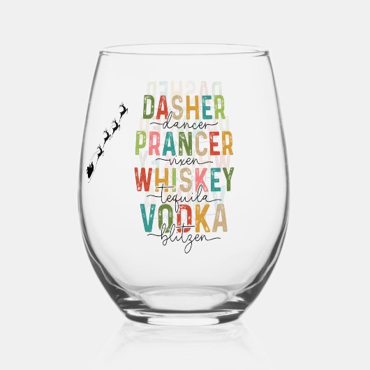 Funny Christmas Tumbler Dasher Prancer Blitzen Weinglas Ohne Stiel (Vorderseite)