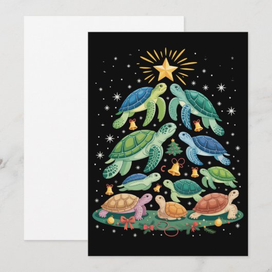 Funny Christmas Turtle Gift Turtle Christmas Tree Einladung (Vorne/Hinten)