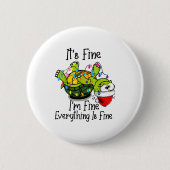 Funny Christmas Turtle It's Fine I'm Fine Everythi Button (Vorderseite)