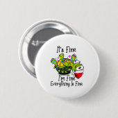 Funny Christmas Turtle It's Fine I'm Fine Everythi Button (Vorne & Hinten)