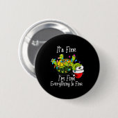 Funny Christmas Turtle It's Fine I'm Fine Everythi Button (Vorne & Hinten)