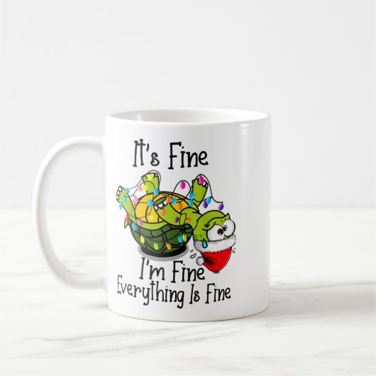 Funny Christmas Turtle It's Fine I'm Fine Everythi Kaffeetasse (Links)