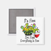 Funny Christmas Turtle It's Fine I'm Fine Everythi Magnet (Vorderseite/Rückseite)
