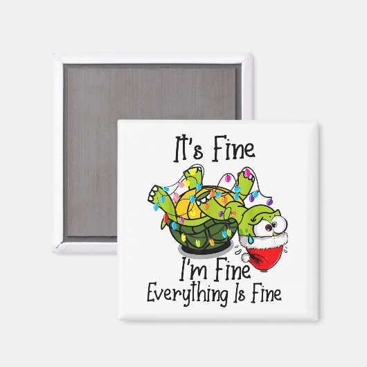 Funny Christmas Turtle It's Fine I'm Fine Everythi Magnet (Vorderseite/Rückseite)