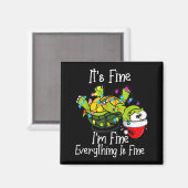 Funny Christmas Turtle It's Fine I'm Fine Everythi Magnet (Vorderseite/Rückseite)