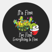 Funny Christmas Turtle It's Fine I'm Fine Everythi Runder Aufkleber (Vorderseite)