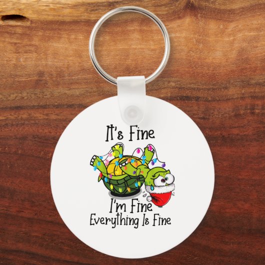 Funny Christmas Turtle It's Fine I'm Fine Everythi Schlüsselanhänger (Vorderseite)