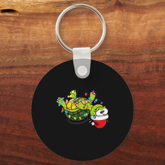 Funny Christmas Turtle It's Fine I'm Fine Everythi Schlüsselanhänger (Vorderseite)