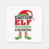 Funny Christmas Typografy - Vorsicht Elf Watching Serviette (Vorderseite)