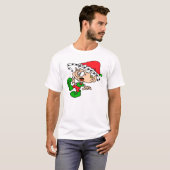 Funny Christmas Überwältigter Elf Urlaub Weihnacht T-Shirt (Vorne ganz)