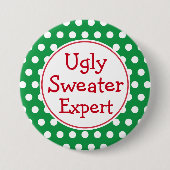 Funny Christmas Ugly Sweater Experte Button Button (Vorderseite)