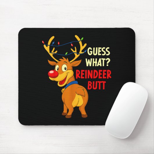 Funny Christmas Ugly Sweater Guess What_ Reindeer Mousepad (Mit Mouse)
