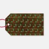 Funny Christmas Velociraptor Dinosaur Custom Text Geschenkanhänger (Rückseite Horizontal)