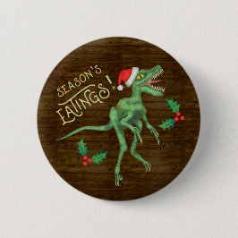 Funny Christmas Velociraptor Dinosaur Eatings Button