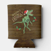 Funny Christmas Velociraptor Dinosaur Mit Monogram Dosenkühler (Rückseite)