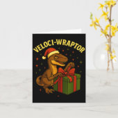 Funny Christmas Velociraptor Pun Veloci-wraptor Karte (Gelbe Blume)