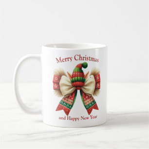 Funny Christmas Vintager rustikaler Bogen mit Elfe Kaffeetasse