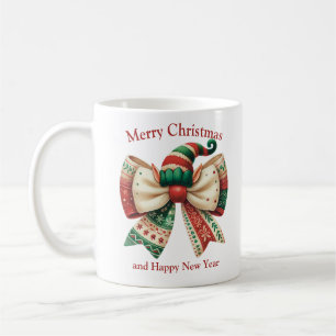 Funny Christmas Vintager rustikaler Bogen mit Elfe Kaffeetasse